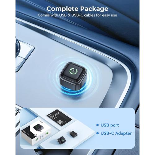 Wireless CarPlay Adapter, Convert Wired to Wireless, 2-in-1 CarPlay & Android Auto, Mini Plug & Play, Fast Auto-Connect & No Latency, USB/USB-C for Cars with Built-in CarPlay & iOS 10 /Android 11