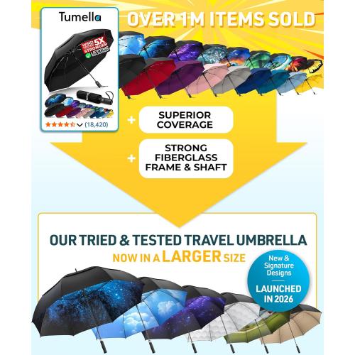 TUMELLA Golf Umbrella 62 Inch Windproof, Extra Large Auto Open, Double Canopy, Heavy Duty Rain Protection for Golf, Sports & Family Use, Wind Resistant & Tested 33  MPH