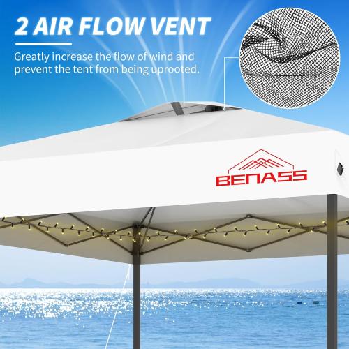 10x10 Pop Up Canopy with Sidewalls, Easy Up Canopy Tent, Heavy Duty Tents for Parties, One Person Set Up Event Tent, White