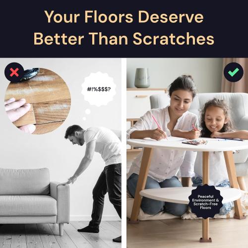 CasterMaster Square Rubber Furniture Pads - 4-Pack, Brown, 5in x 5in - Non Slip Furniture Pads for Hardwood Floors - Floor Protectors for Chairs & Rubber Feet - Stoppers to Prevent Sliding