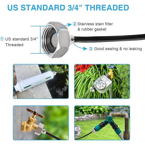 Size 75ft Outside Patio - 75FT Misting Cooling System with 28 Brass Nozzles and 3/4 Adapter, 23M DIY Outdoor Misters Kit for Garden, Greenhouse, and Patio Cooling