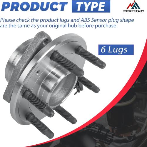 2PCS 515097 (2WD Models Only) Front Wheel Hub Bearing Assembly 6 Lugs w/ABS Compatible for 2007-2013 Sierra 1500/2007-2013 Avalanche/ 2007-2014 Suburban 1500