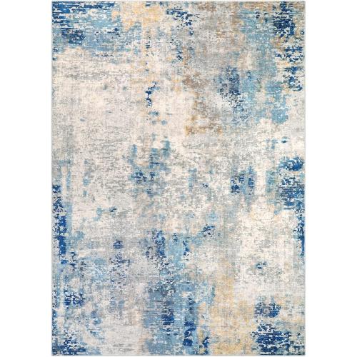 Lahome Modern Abstract Washable Area Rugs 5x7, Soft Living Room Rug Non Slip Stain Resistance, Faux Wool Floor Carpet for Bedroom Dining Room Nursery Kids Playroom,Blue/Grey