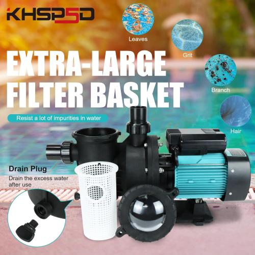 2HP Pool Pump Above and Inground Ground, 6980GPH High Flow Powerful Self Primming Swimming Pool Pump, 110V Energy Saving with 2.0'' Unions and Filter Basket, In/Above Pool Pumps - no test