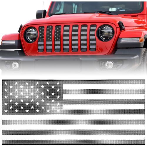 moveland Grille Insert for Jeep Wrangler JL & Gladiator JT 2018-2026 | American Flag Design, Heavy-Duty Aluminum Alloy, Corrosion-Resistant, No-Drill Install, Protects Against Debris/Rocks/Bugs