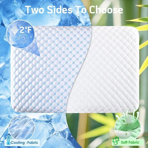 Stomach Sleeping Pillow for Shoulder and Neck Pain Relief, Thin Pillow for Sleeping- Cooling Memory Foam Pillows Flat Pillows for Stomach Sleepers,Low Profile 3.25-inches for Back Sleeper