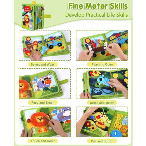 Wild-Animals Busy Book for Toddlers 1-3, Quiet Activity Books for Toddlers 1 Year Old, Montessori Toys Busy Board for 1 2 3 Year Boy Girl Gift Educational Airplane Travel Toy Valentines Birthday Gifts