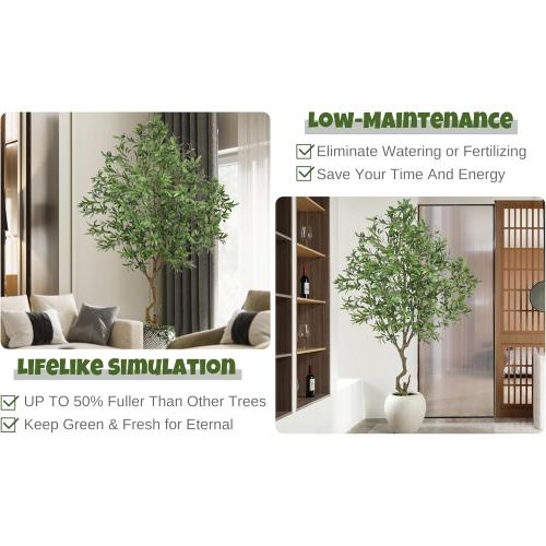 Roselywed Artificial Olive Tree 8FT with 2190 Leaves & White Planter Realistic Tall Large Fake Faux Silk Plant 94 Inch for Indoor Home Office Porch Mall Restaurant Hotel School Decor Housewarming Gift