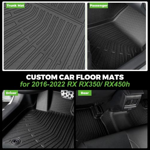 BLACK Floor Mats & Cargo Liner Set Fit for Lexus RX 2016-2022 /RX350/RX450h (No RXL Models),All Weather Protection TPE Anti-Slip Automotive Full Set Floor Liners Custom Lexus RX RX350/ RX450h Accessories