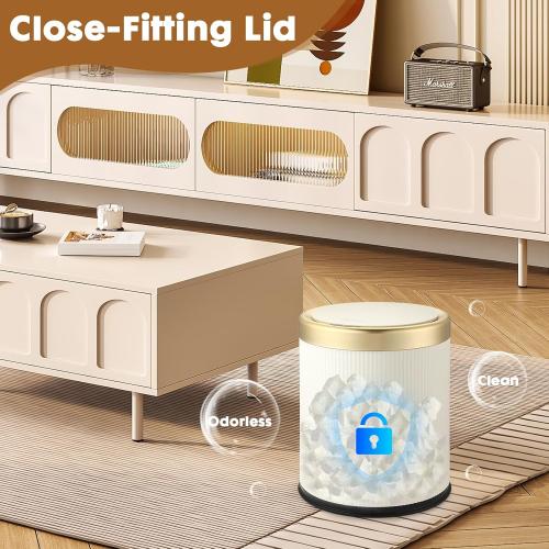 Automatic Motion Sensor Bathroom Trash Can with Lid, 2.8 Gallon Touchless Trash Garbage Bin Small Mini Trash Cans Trashcan -White