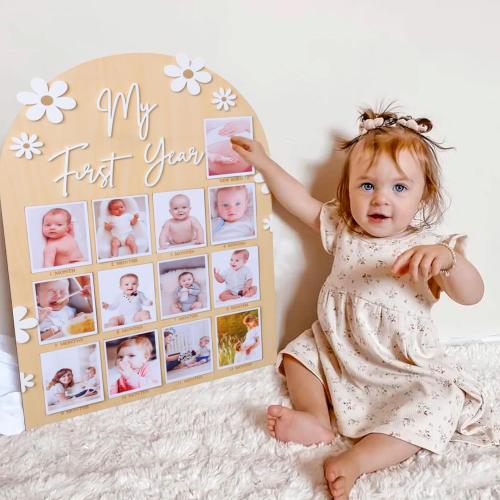 WAWUO 1st First Year Photo Board, 12 Month Picture Milestones Board, My First Year Board, Daisy Birthday Decorations