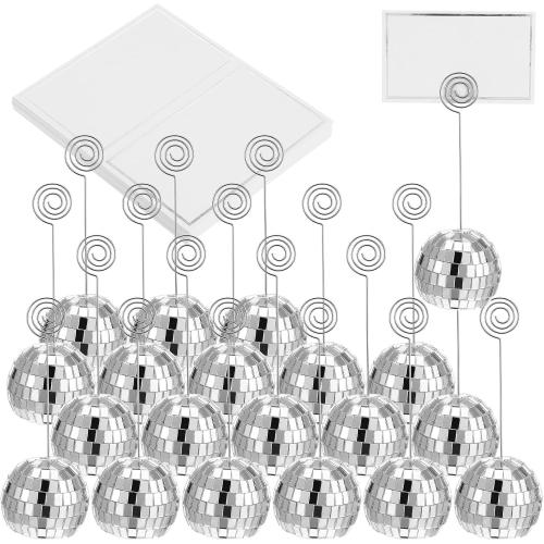 60 Pcs Disco Ball Table Number Holder, Place Card Holders, Tables Cards Photo Picture Display Numbers Stand Clips, for Wedding Birthday Disco Halloween Party Decorations