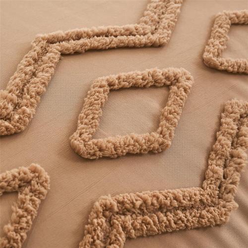 KAKIJUMN Khaki Tufted Comforter Set King Size 7 Piece Bed in a Bag, Shabby Chic Boho Comforter and Sheet Set, Pom Pom Textured Bed Set, All Season Soft Microfiber Complete Bedding Set(Khaki,King)