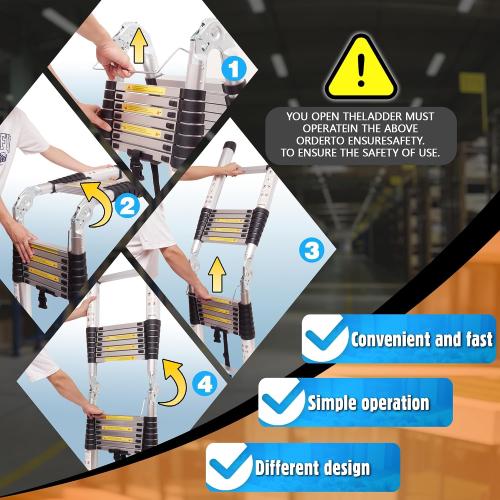 16.5 FT A-Frame Telescoping Ladder,8 8 Step Ladder,330LBs Load Capacity,Portable Extension Ladder Multi-Purpose Collapsible for Stairs Home Indoor Outdoor Roof (Silver, 5M(2.5m 2.5m)/16.5FT A Frame)