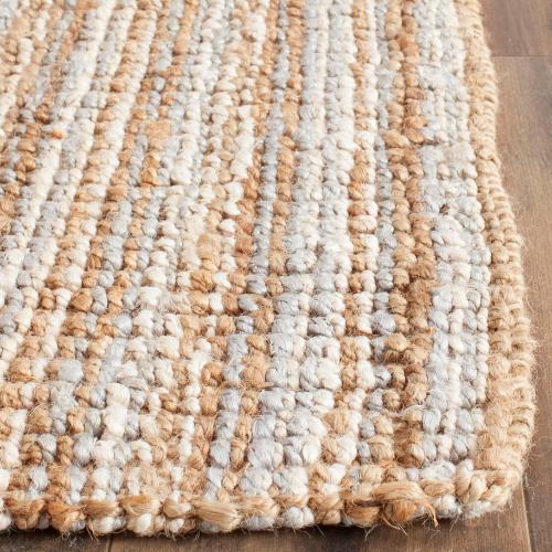 SAFAVIEH Area Rug 2x3 - Natural Fiber Collection - Grey & Natural Brown, Handmade Jute, Farmhouse Style, Chunky Textured Thick Pile (NF447K)