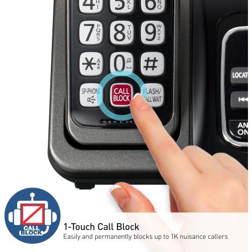 2Pack .. ..Panasonic Cordless Phone with Answering Machine, Advanced Call Block, Bilingual Caller ID and Easy to Read High-Contrast Display, Expandable System with 2 Handsets - KX-TGD833M (Metallic Black)