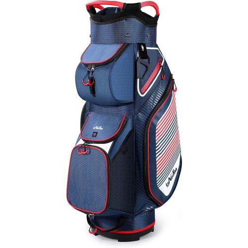 Golf Cart Bag 14 Dividers Top Clubs Organizer Lightweight with Cooler Pouch, Dust Cover and Backpack Strap