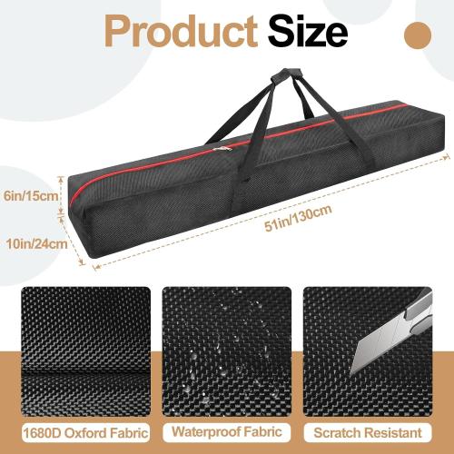 Size 51in Color Black  Tripod Carrying Case, Heavy Duty Tripod Bag with Handles, Full Double Zipper, Inner Pocket, Padded Carry Case for Pipe and Drape Kit, Light, Speaker, Mic Stand
