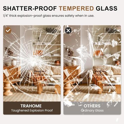 Size 56x20 Color brown Full Length Wooden Mirror for Wall or Floor, 56x20 Rustic Farmhouse Solid Wood Frame with Stand, Large Rectangular Wall-Mounted or Leaning Mirror for Bedroom, Living Room, Entryway