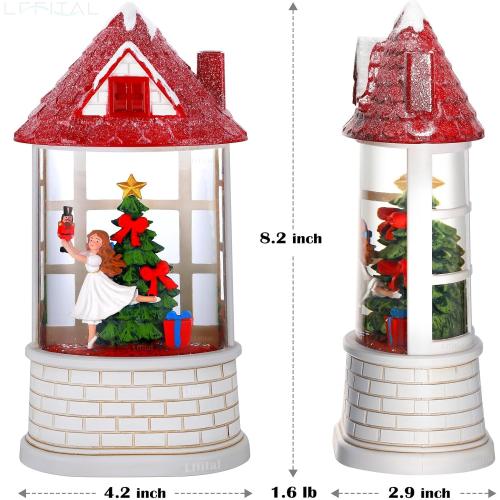 Christmas Snow Globe Ballerina Nutcracker Snow Globe Lantern with Music Glittering Lighted Christmas Tree and Clara Birthday Gift Table Indoor Decoration for Girls,USB and Battery Operated, 8.2