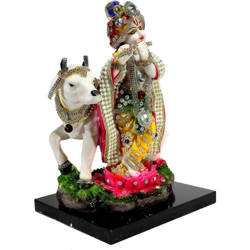 Size 10 eSplanade Resin Lord Krishna with Cow Murti Idol Statue Sculpture (10)