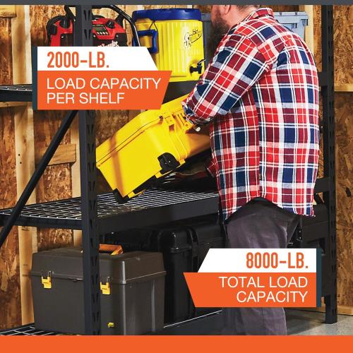 Ironton 4-Tier Industrial Steel Shelving Unit, 8,000-Pound Load Capacity, Garage Storage Rack, 77 W x 24 D x 72 H