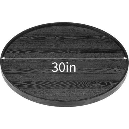 30 inch Round Solid Wood Serving Tray Extra Large Tea Coffee Snack Food Meals Serving Plate Non-Slip Kitchen Party Bar Server Ottoman Tray Breakfast Tray with Raised Edges Black