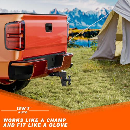 Dual-Ball Adjustable Trailer Hitch(2&2-5/16), Fits 2.5-Inch Receiver, 6 Inch Drop/Rise Drop Cushioned Hitch, 28,000 LBS GTW-Tow Hitch for Truck, Solid Ball Mount, Black, Heavy Duty
