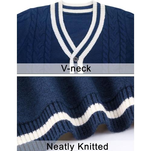 Wei Juan Toddler Knitted Cardigans Long Sleeve Button Down V-neck Sweater Kid Boy Girl Knitwear Cotton Coat Fall Winter Spring