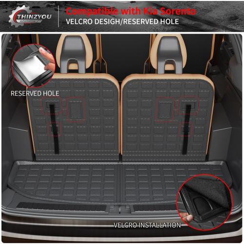 Floor Mats Compatible with 2021-2025 Kia Sorento 6&7 Passenger Cargo Mat TPE Back Seat Cover Protector 2024 Sorento Accessories (Fit 6&7 Seats,Trunk Mat with Backrest Mats Floor Mats)