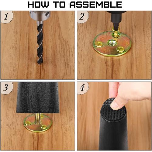 TURSTIN 16 Pack 6 Inch Plastic Furniture Legs with M8 T-Nuts Screws Tapered Sofa Couch and Chair Legs Replacement Furniture Legs for DIY Projects Sofas Coffee Tables Dressers Beds