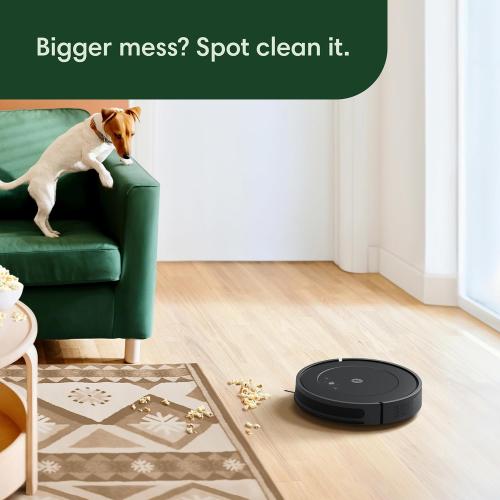 Black iRobot Roomba Vac Robot Vacuum (Q0120) - Easy to use, Power-Lifting Suction, Multi-Surface Cleaning, Smart Navigation Cleans in Neat Rows, Self-Charging, Alexa