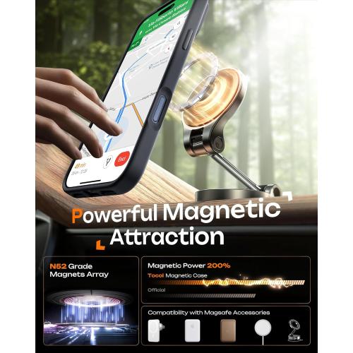 TOCOL for iPhone 17 Pro Case, Compatible with Magsafe, Built-in Magnets, Full Camera Protection, Drop Protection, Translucent Matte for iPhone 17 Pro Phone Case 6.3 inch (Black)