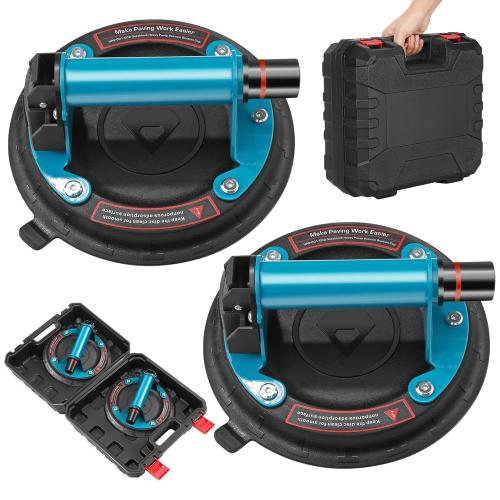 2 Pack Glass suction cups, 8 Heavy Duty Vacuum Suction Cup with Metal Handle, Hand-held Glass Lifter for Glass, Granite, Window, 480lbs Load Capacity W/Free Carrying Case