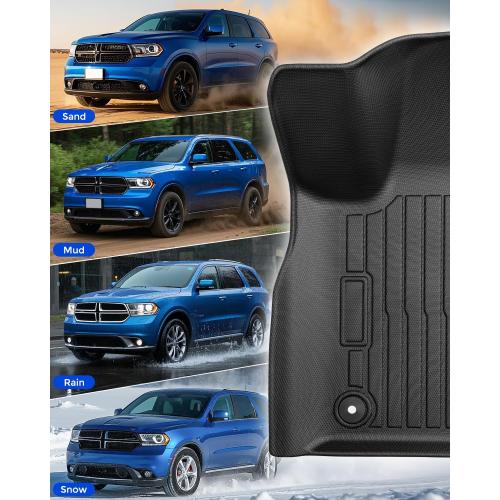 Custom Fit 4 Pcs Floor Mats for Dodge Durango 2011-2015 - All-Weather Rubber Mats & Liners, Heavy Duty Car Interior Protection for SUV, Weather-Resistant & Easy to Clean