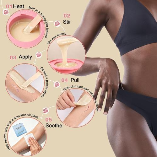 GIRLEARLE Premium Digital Waxing Kit for Women and Men, Wax Warmer Hair Removal at Home with Wax Beads & Silicone Pot, Target Different Types of Sensitive Skin Brazilian Bikini, Facial, Leg, Full body