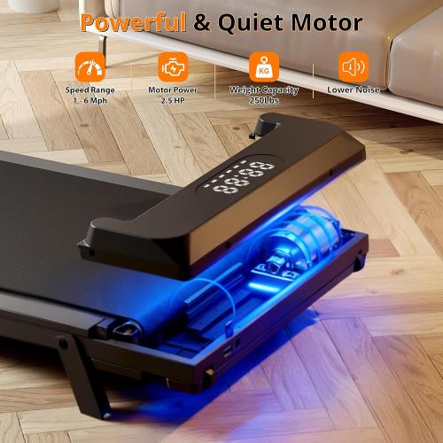 Walking Pad Treadmill with Incline, Under Desk Treadmill for Home/Office with 250 lbs Weight Capacity, 2.5HP Low Noise Walking Pad, Remote Control, LED Display