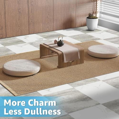 Art3d 30-Pack Peel and Stick Vinyl Floor Tiles, White & Beige Marble
