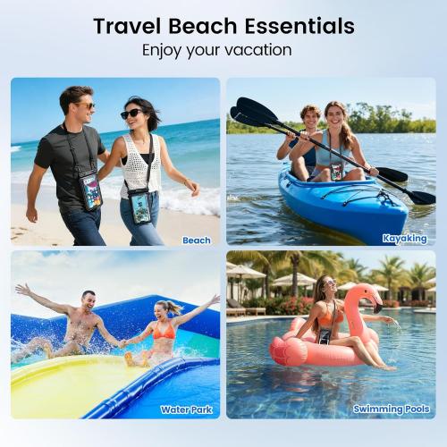 Niveaya Double Space Waterproof Phone Pouch (2-Pack) - IPX8 Phone Case Dry Bag for Beach, Kayak, Cruise Travel Essentials - Compatible with iPhone 17/16/15/14 Pro Max Galaxy S25/S24 Ultra (up to 8.3)