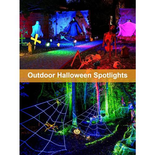 ZUCKEO 15W Christmas Spotlights Outdoor Spot Lights RGB Color Changing Landscape Lights, 120V Waterproof LED Spotlight with Remote & Plug for Yard Garden Path House Halloween Decorations (2Pack)