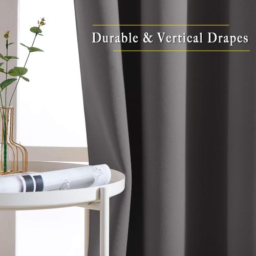 NICETOWN Gray Blackout Curtains for Bedroom 84 inches Long - Thermal Drapes Grommet Room Darkening Light Blocking Curtains Window Treatments for Living Room (2 Panels, W52 x L84, Grey)