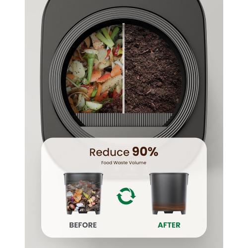 Electric Composter for Kitchen - 4L Smart Countertop Compost Bin Turn Kitchen Waste into Fertilizer Compost Maker, Odorless, Low Noise, Auto-Clean, 2025 New Home Food composting Machine, Black