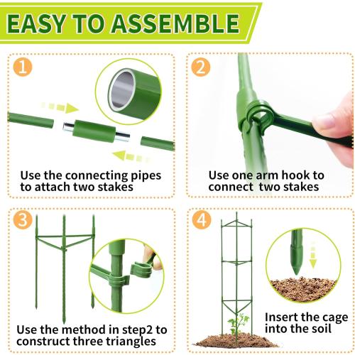 6 Pack Tomato Cages for Garden, 48” Metal Tomato Plant Support, Heavy Duty Tomato Cages for Pots, Tomato Trellis for Raised Garden Bed