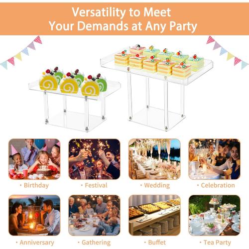 Dessert Table Display Set, 3 Pack Acrylic Dessert Stands,Buffet Risers for Cupcakes Food Pastry, Clear Serving Tray Platter for Party Birthday Wedding
