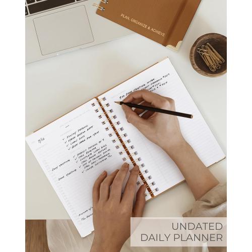 ZICOTO Aesthetic Daily Planner And Notebook With Hourly Schedule - Aesthetic Spiral To do List Notepad For Work/Home to Organize Tasks And Appointments - Stylish School/Office Supplies Book For Women