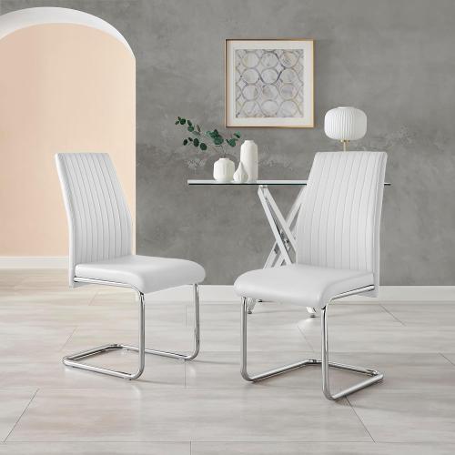 Furniturebox UK White Dining Chairs Set of 2 - Lorenzo Chairs for Dining Room Set of 2 - Premium Dining Room Furniture - Modern & Stylish