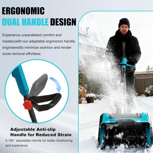 10-Inch Cordless Snow Shovel, 21V Battery Snow Blower with 2X 4.0Ah Batteries & Charger, 6-Inch Depth,20FT Throw Distance Electric Snow Blower for Deck, Patio, Sidewalk, Driveway