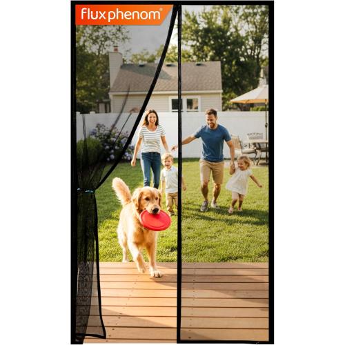 Magnetic Screen Door - Bugs Out, Breeze in - 9min Install Auto-Sealing Heavy Duty Double Stitched Mesh,  Magnets, Hands Free Sliding & Patio Doors Net, Pet & Kid Friendly,