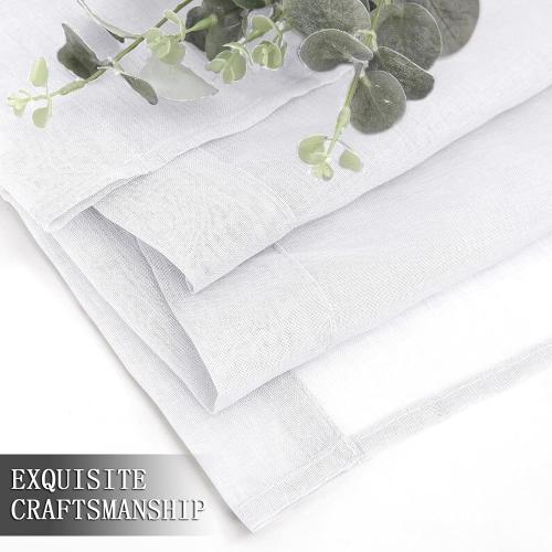 Tollpiz Short Sheer Curtains Linen Textured Bedroom Curtain Sheers Light Filtering Rod Pocket Voile Curtains for Living Room, 54 x 45 inches Long, White, Set of 2 Panels