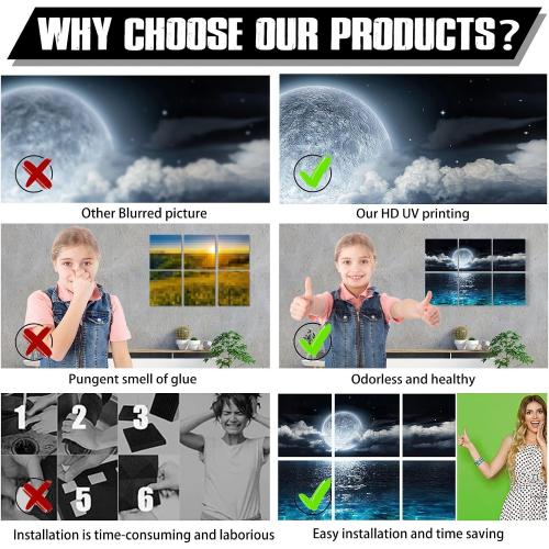YPY Acoustic Panels Soundproof Wall Panels: Sound Absorbing Wall Art Decorative Sound Proofing Panels Noise Cancelling Acoustical Treatment for Home Studio 6 Pack 72x48 Inches